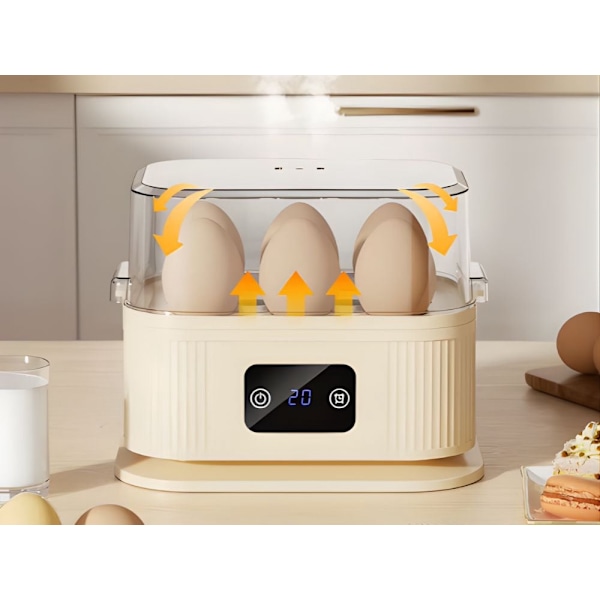Äggkokare 6 ägg 200 W med timer display hårdhetskontroll