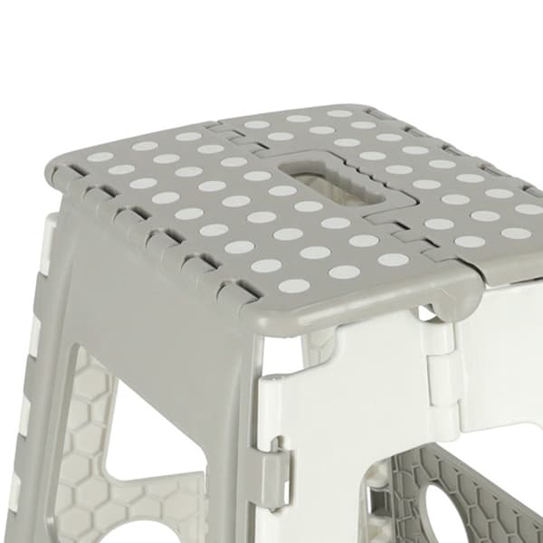 Fällbar pall 39,5 cm halkfri plast ljusgrå max 150 kg