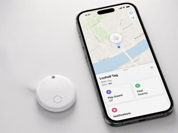 Bluetooth spårningsbricka Find My iOS för nycklar/plånbok vit Ø3 cm