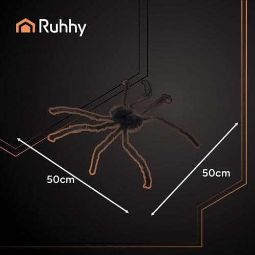 Stor kunstig edderkop 50 cm sort med fleksible ben til Halloween