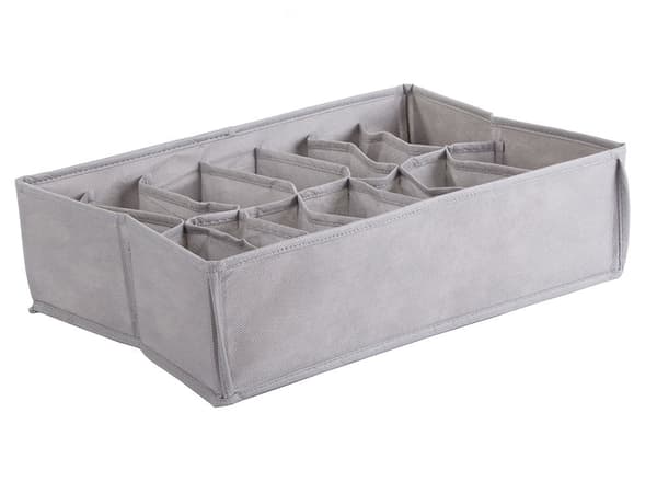Opbevaringskasse til undertøj 14 rum 35x24x10 cm, farve sendes tilfældigt
