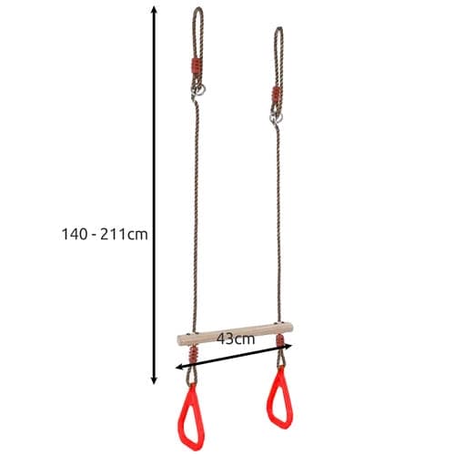 Trapezgunga för barn med justerbara rep 140-211 cm max 100 kg