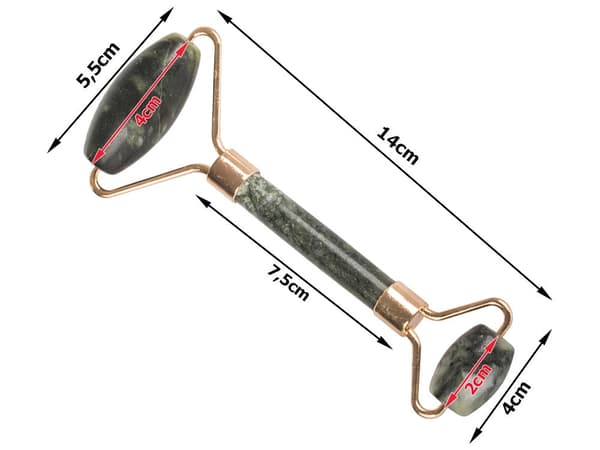 Jade-roller kasvo- ja niskahierontaan luonnonjade vihreä 14 cm