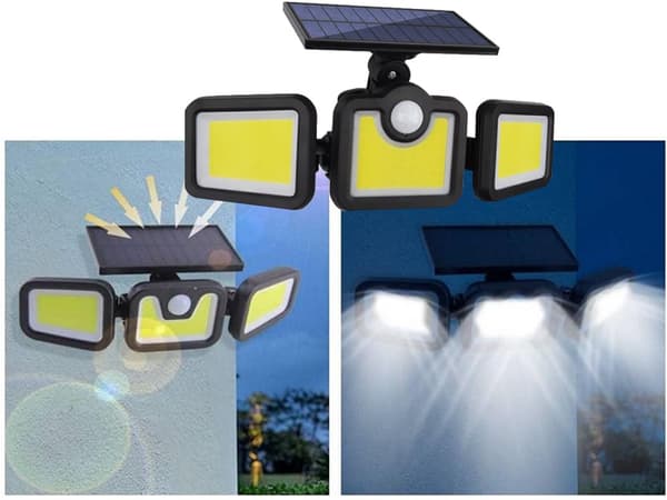 Solcellsgatlykta 103 COB LED IP67 med rörelse/skymningssensor