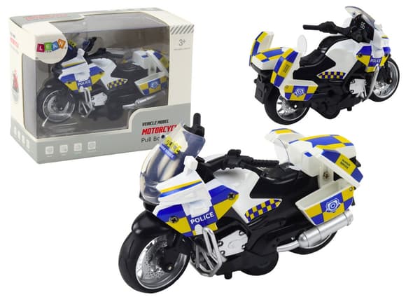 Polismotorcykel leksak 12 cm med ljud och pull-back, från 3 år