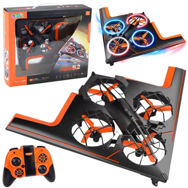 Fjernstyret quadcopter-drone med LED, appstyrning, 22 cm