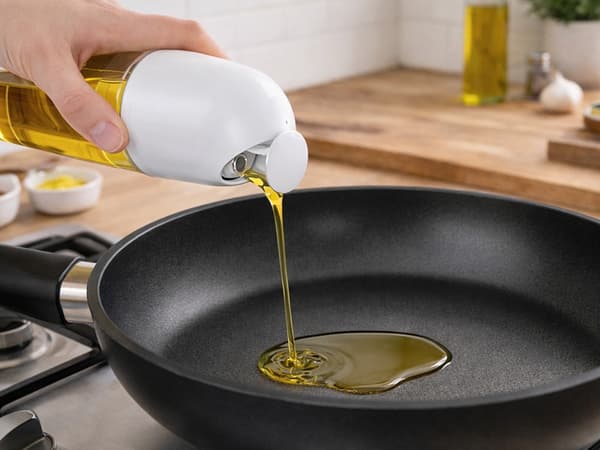 Oljedispenser i glas 510 ml med gravitationslåg hvid