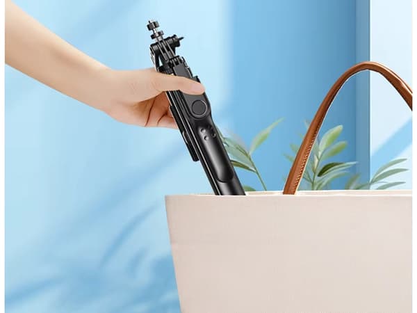 Selfietikku jalustolla Bluetooth-etäohjain 46–178 cm 360° pidike musta