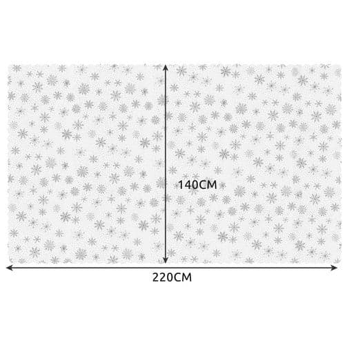 Julduk 140x220 cm polyester vit med silver snöflingor, tvättbar