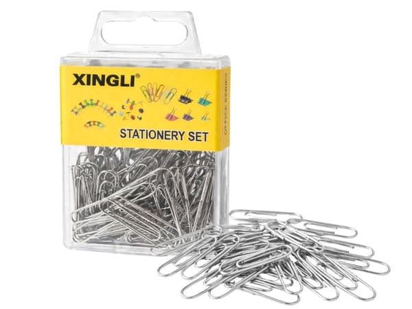 Metalliset paperiliittimet silver 70 st, 3,1x0,7 cm, box