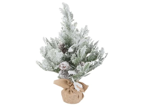 Kunstigt juletræ 45 cm med sneeffekt træfod grøn