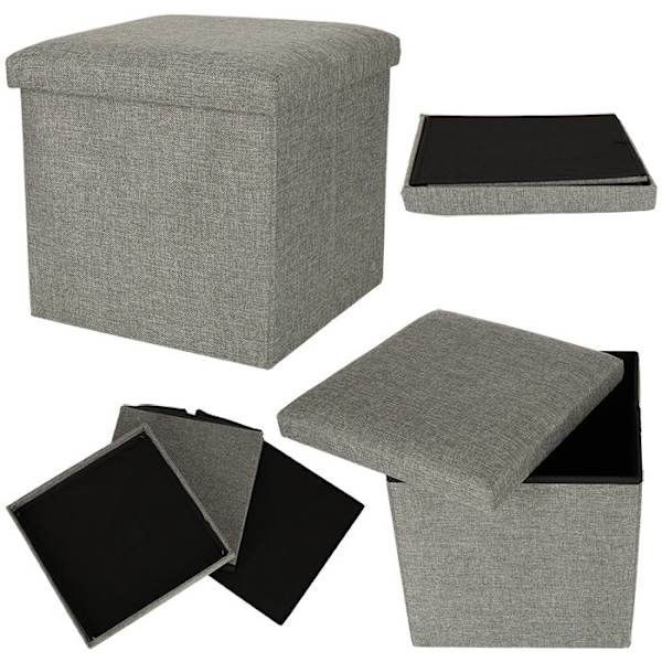 Fällbar förvaringspuff 38x38x38 cm grå polyester max 100 kg