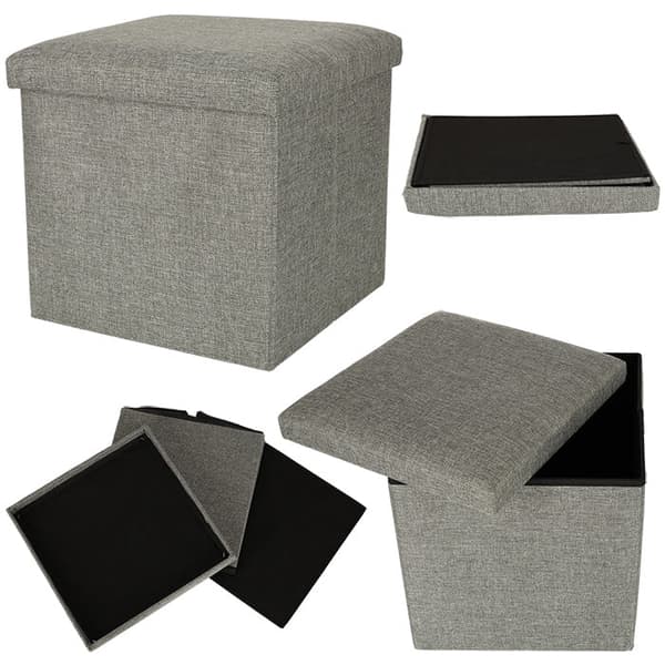 Sammenklappelig opbevaringspuf 38x38x38 cm grå polyester max 100 kg