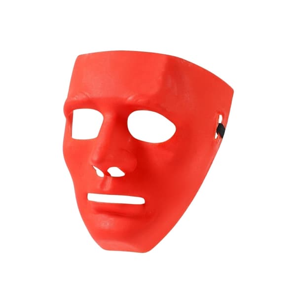 Anonym plastmask med elastiskt band, vit eller röd, one size