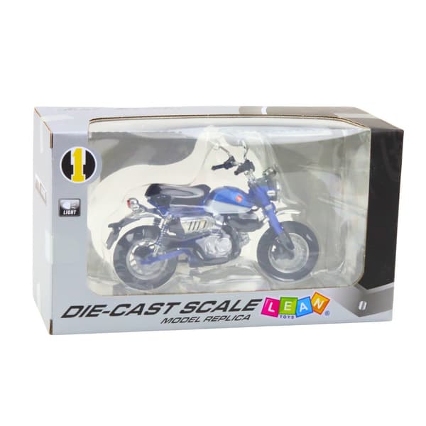 Retro motorcykelmodell blå 14,5 cm metall/plast med belysning