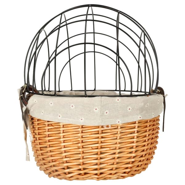 Cykelkurv til hund/kat i pil med metalgitter, 40x40x33 cm