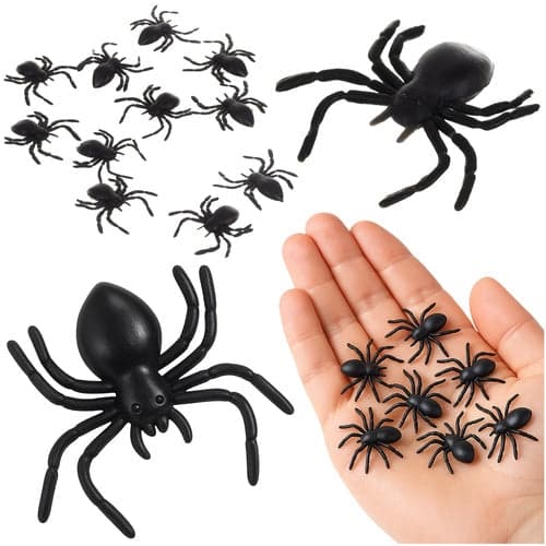 Plastspindlar Halloween 10-pack 3x3 cm svart PVC