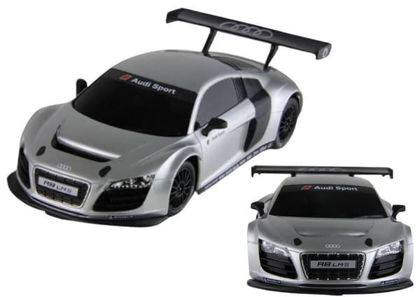 Fjernstyret bil Audi R8 LMS sølv 35 cm, åbningsbare døre