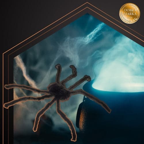 Stor kunstig edderkop 50 cm sort med fleksible ben til Halloween