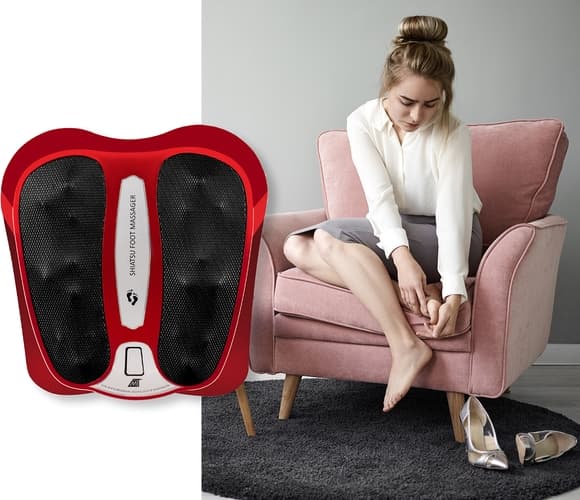 Fotmassageapparat med värme infraröd, 18 roterande kulor 32W