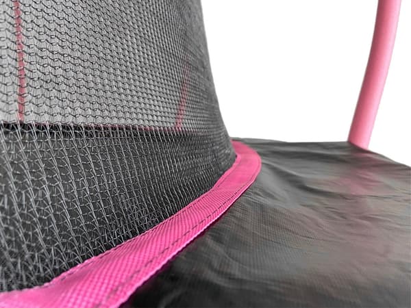 Trampolin 487 cm 16ft med säkerhedsnet 180 cm og stige sort/rosa