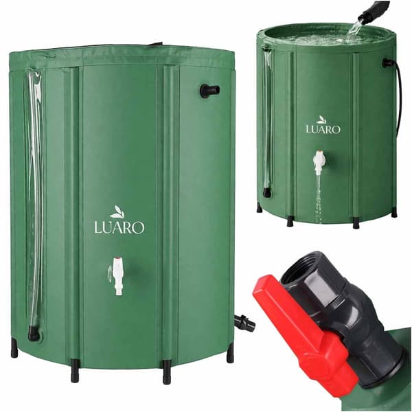 Fällbar regnvattenbehållare 500L PVC med kran och lock 100x78 cm