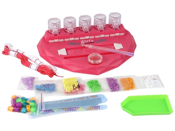 Armbåndssæt til børn 10 armbånd hjerte rosa diamanter perler