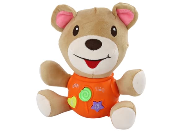 Interaktiv bamse 23 cm med lyd, melodier og engelske remser