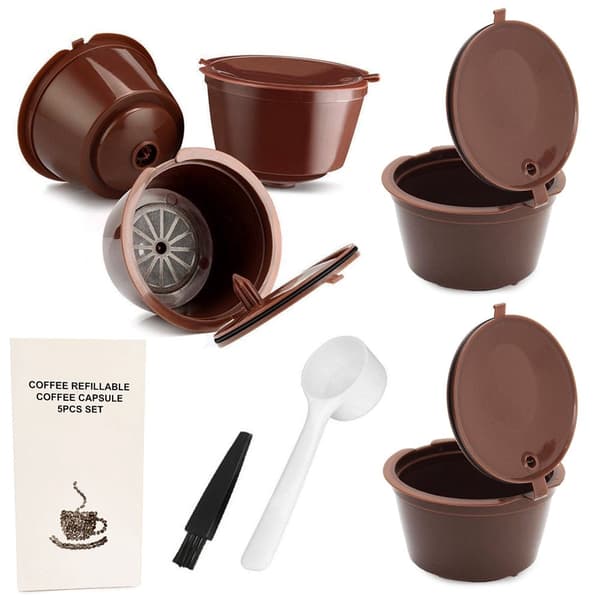 Genanvendelige kaffekapsler 5-pack 9 g med ske/børste til Dolce Gusto