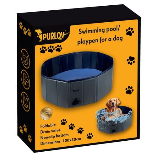 Hundpool fällbar 100x30 cm 230 l med avloppsventil halkfri botten
