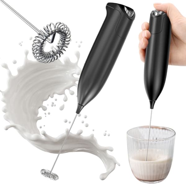 Mælkeskummer batteridrevet 22 cm stål/plast sort