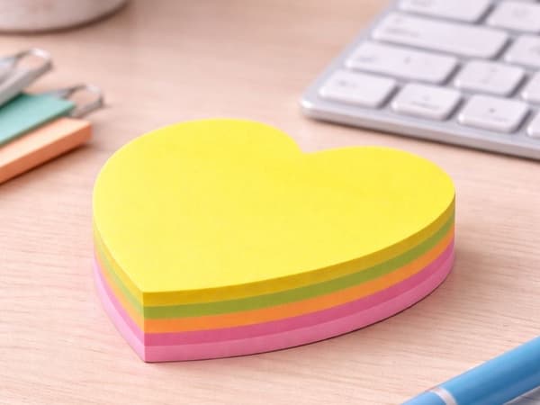 Sticky notes hjärtform 7x7 cm assorterade färger 100 blad, 1 block