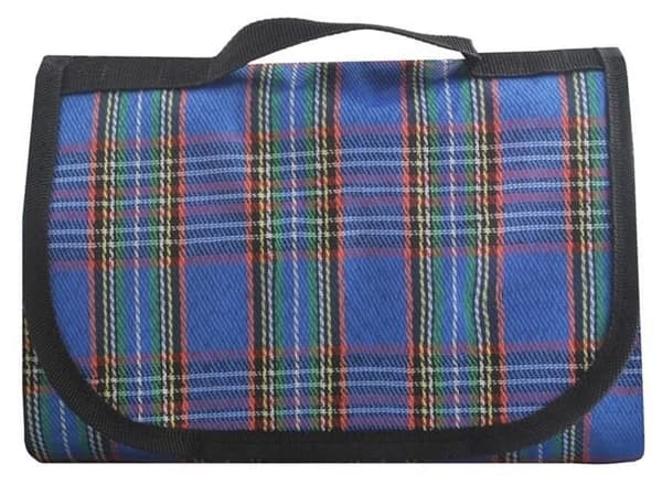 Vandtæt picnic-tæppe blå 145x180 cm polyester/PE foldbart med velcro