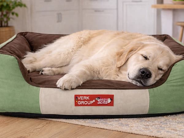 Hunde- og katteseng i polyester M 70x55x18 cm, skridsikker, grøn