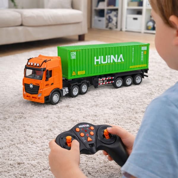 Fjernstyret containerlastbil RC 1:18 9CH 2.4GHz med trailer LED/lyd