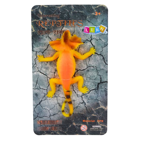 Reptilfigur kraghuvudödla i TPR 19 cm orange/gul