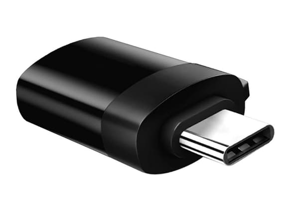 USB-C–USB-A 3.0 OTG-adapteri musta 1,5x3 cm nauhalla