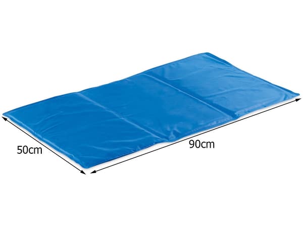 Kølemåtte til hund og kat med kølegel 50x90 cm blå polyester