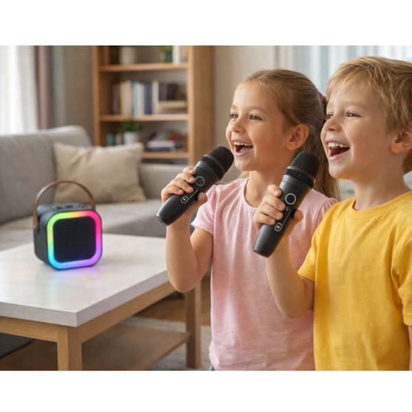 Trådløst karaoke-system K12 med højttaler og 2 mikrofoner Bluetooth