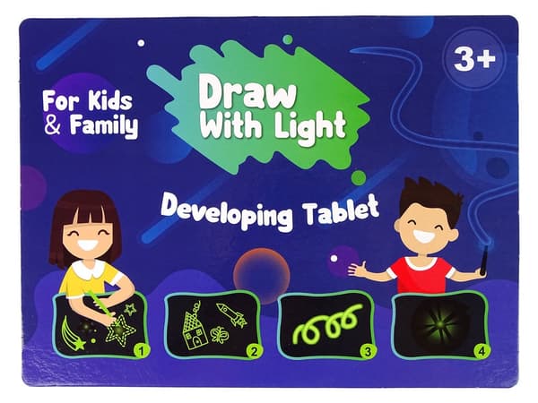 Fluorescerande ritbräda med ljuspenna kit 28x21 cm, 3+ år