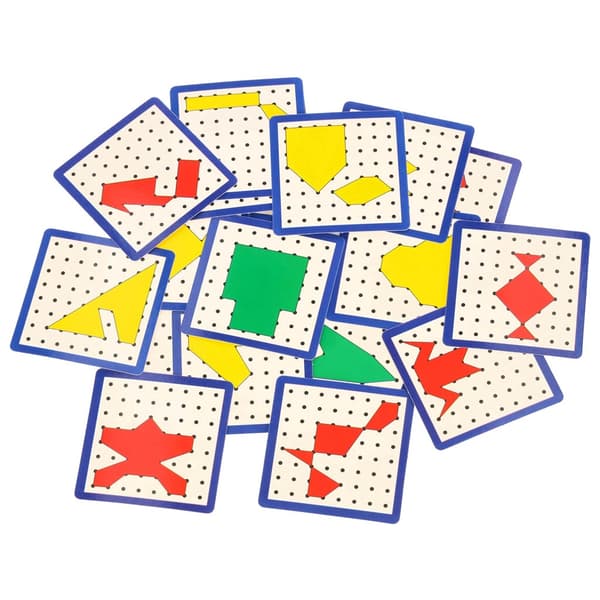 Geoboard træplade med søm, 40 elastikker & 24 mønsterkort