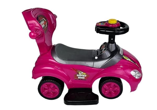 3-in-1 ajettava auto lapsille, vaaleanpunainen