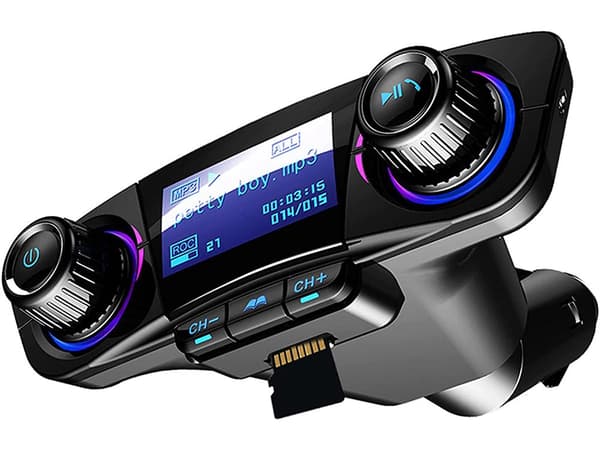 FM-sender Bluetooth 5.0 biladapter 12/24V 2x USB AUX SD