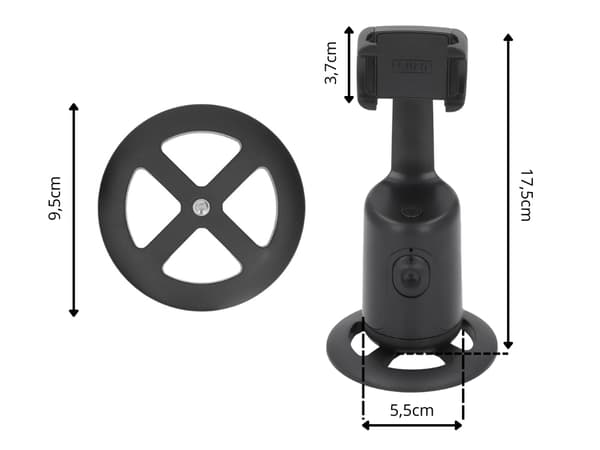 Puhelinteline kasvoseurannalla 360° kierto USB-C 1200 mAh