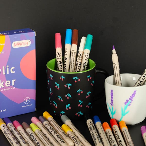 Akrylmarkers 24-pack vandbaserede med smal spids til sten/glas/tekstil