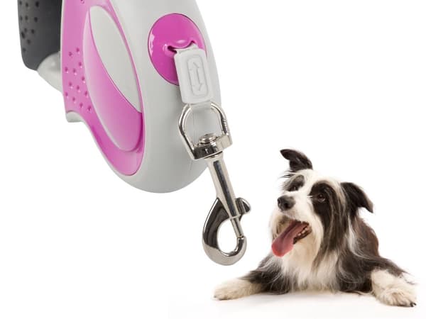 Automatisk hundeline 5 m til hund op til 20 kg rosa