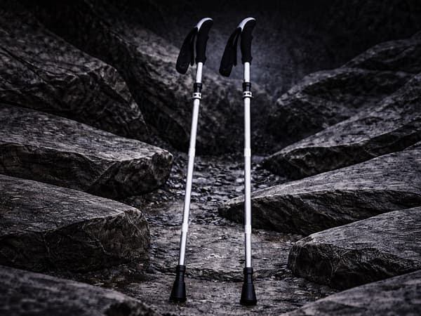 Trekkingstavar hopfällbara aluminium anti-shock 2-pack silver