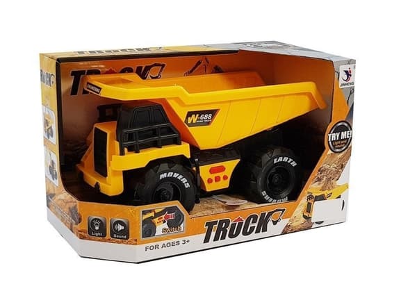 Legetøjsdumper 25 cm med friktionsdrift, lyd og lys, 3+ år