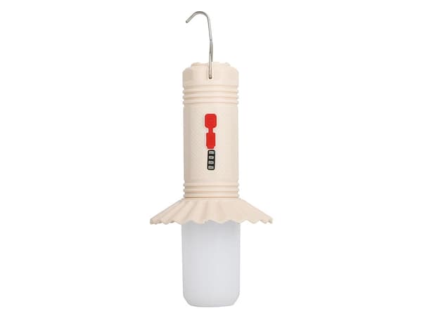 LED-campinglampe med powerbank, USB-C, 3 lysindstillinger, 24 cm (sort/hvid)