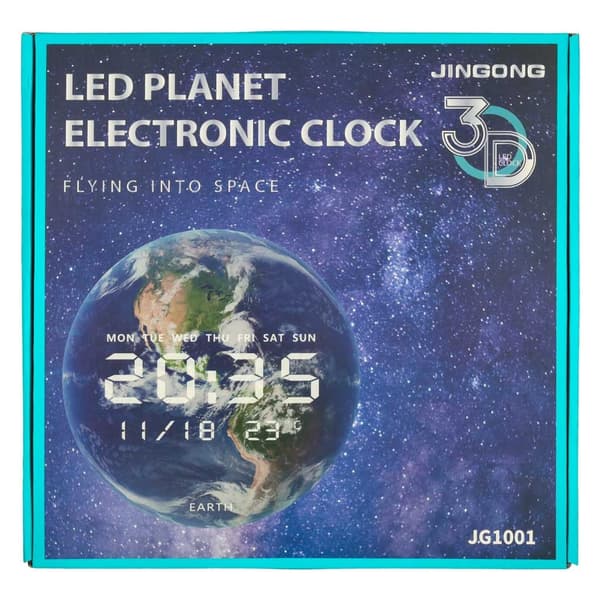 Vægur Mars 32 cm analog med LED-display dato/temperatur netadapter